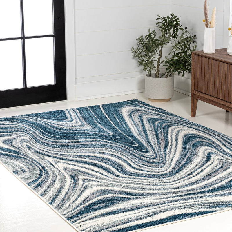Eleni Contemporary Glam Abstract Marble Area Rug