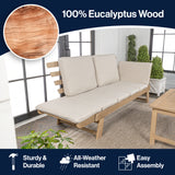 Hartley 2-Seat Modern Scandinavian Folding Wood Outdoor Day Bed Sofa