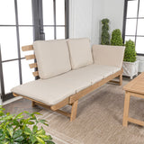 Hartley 2-Seat Modern Scandinavian Folding Wood Outdoor Day Bed Sofa - JONATHAN Y