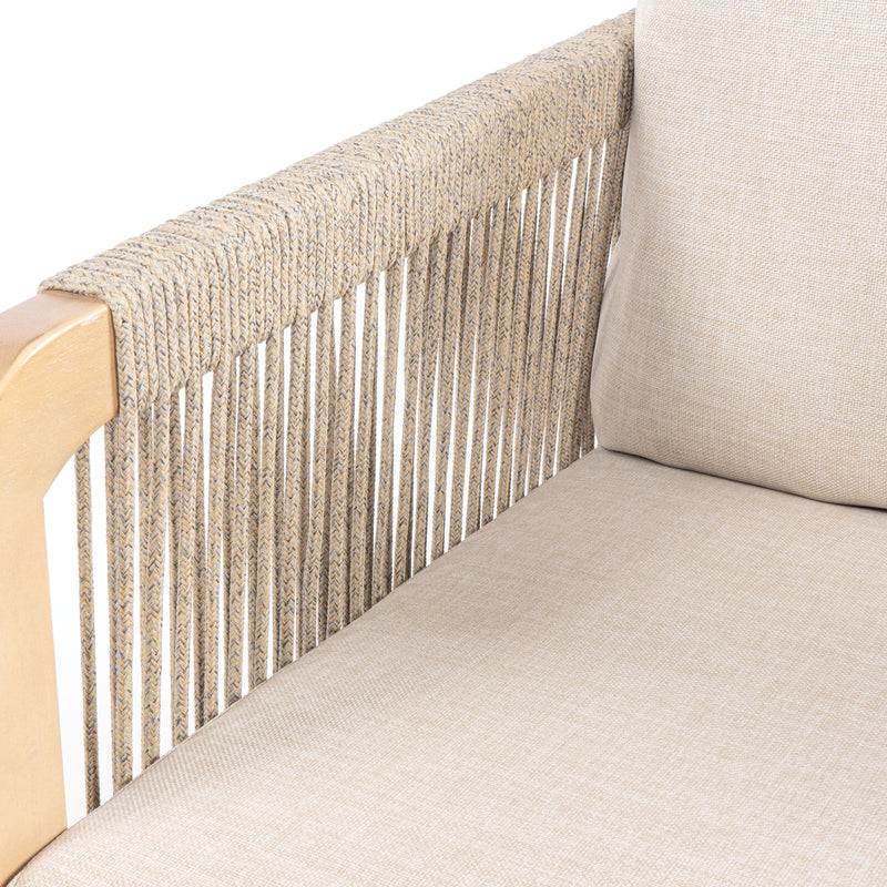 Arwen Modern Bohemian Roped Acacia Wood Outdoor Loveseat with Cushions
