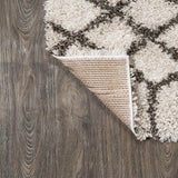 Algaida Moroccan Diamond Shag Area Rug Beige/Dark Gray / Runner / 2'3" X 8' – BACK
