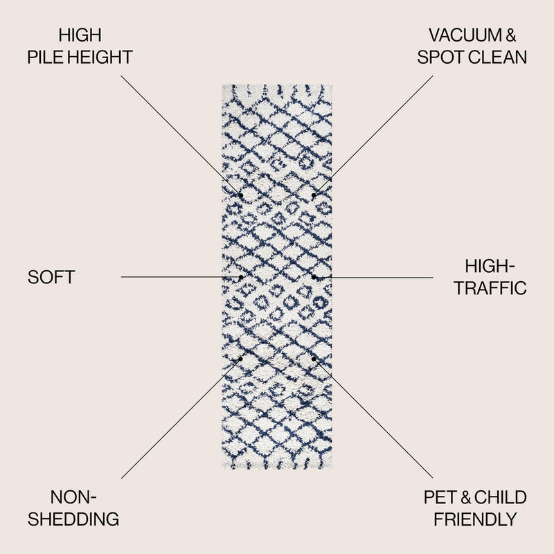 Algaida Moroccan Diamond Shag Area Rug