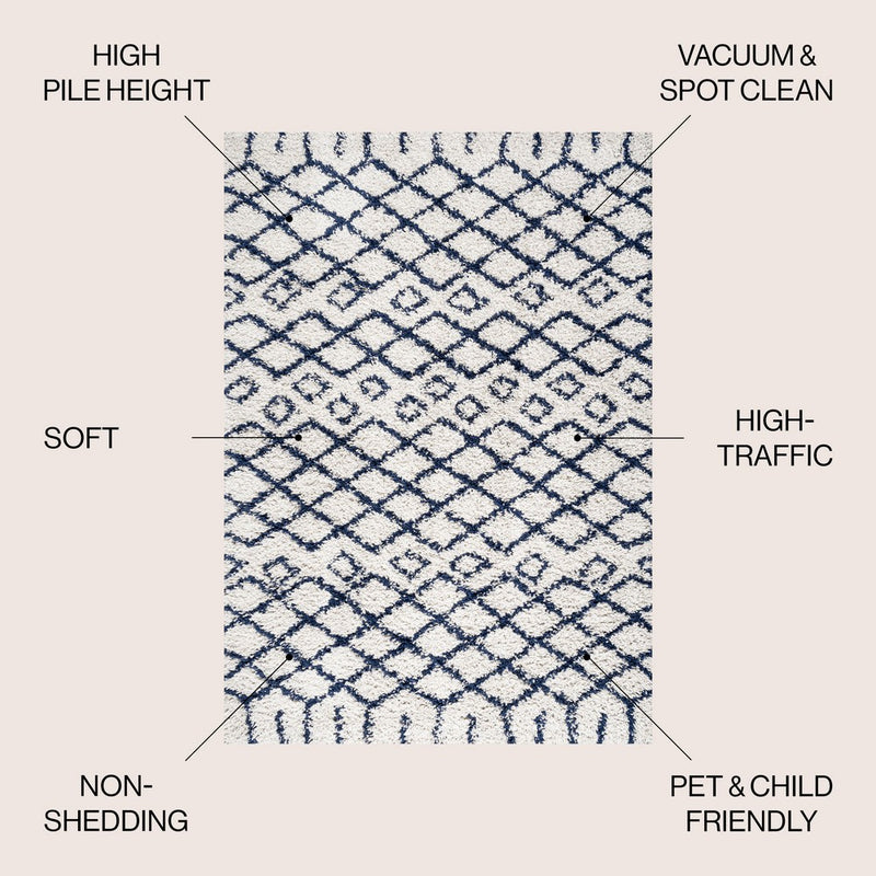 Algaida Moroccan Diamond Shag Area Rug