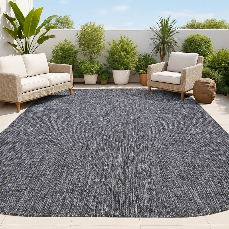 Miles Modern Minimalist Radius Corner Solid Indoor/Outdoor Area Rug