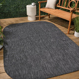 Miles Modern Minimalist Radius Corner Solid Indoor/Outdoor Area Rug