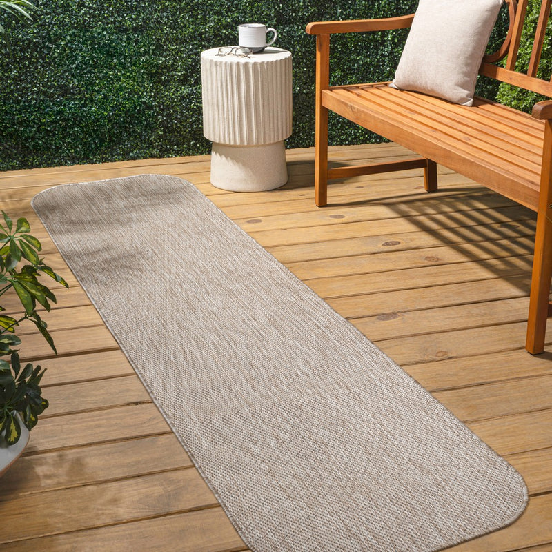 Miles Modern Minimalist Radius Corner Solid Indoor/Outdoor Area Rug