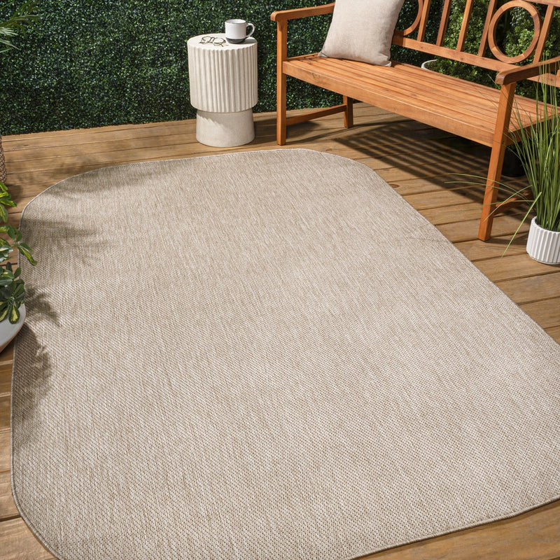 Miles Modern Minimalist Radius Corner Solid Indoor/Outdoor Area Rug