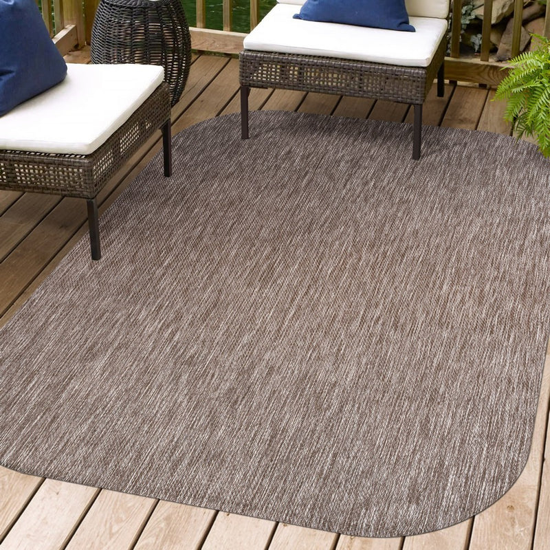 Miles Modern Minimalist Radius Corner Solid Indoor/Outdoor Area Rug