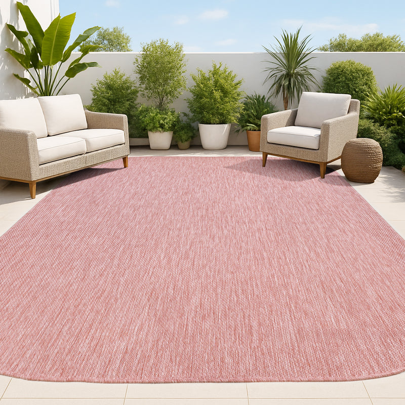 Miles Modern Minimalist Radius Corner Solid Indoor/Outdoor Area Rug