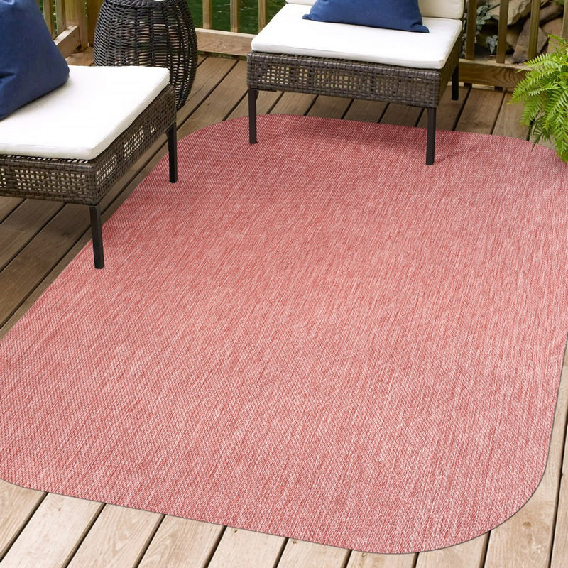 Miles Modern Minimalist Radius Corner Solid Indoor/Outdoor Area Rug