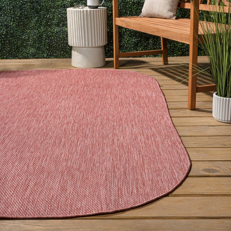Miles Modern Minimalist Radius Corner Solid Indoor/Outdoor Area Rug