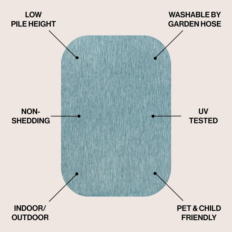 Miles Modern Minimalist Radius Corner Solid Indoor/Outdoor Area Rug