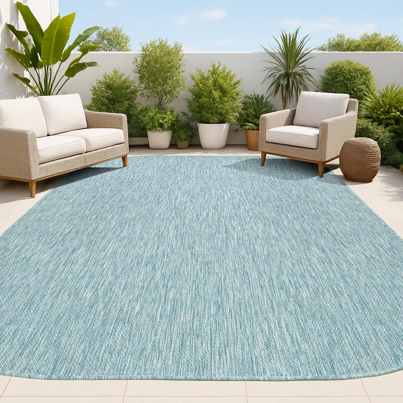 Miles Modern Minimalist Radius Corner Solid Indoor/Outdoor Area Rug