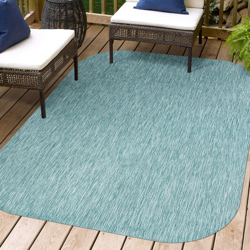 Miles Modern Minimalist Radius Corner Solid Indoor/Outdoor Area Rug