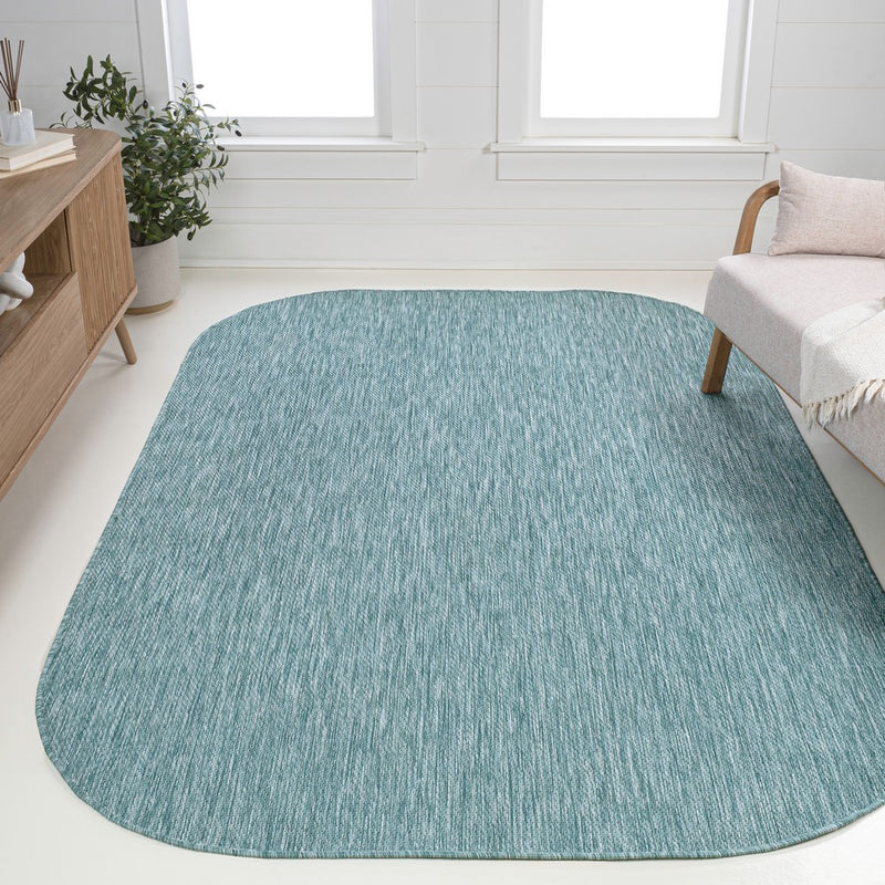 Miles Modern Minimalist Radius Corner Solid Indoor/Outdoor Area Rug