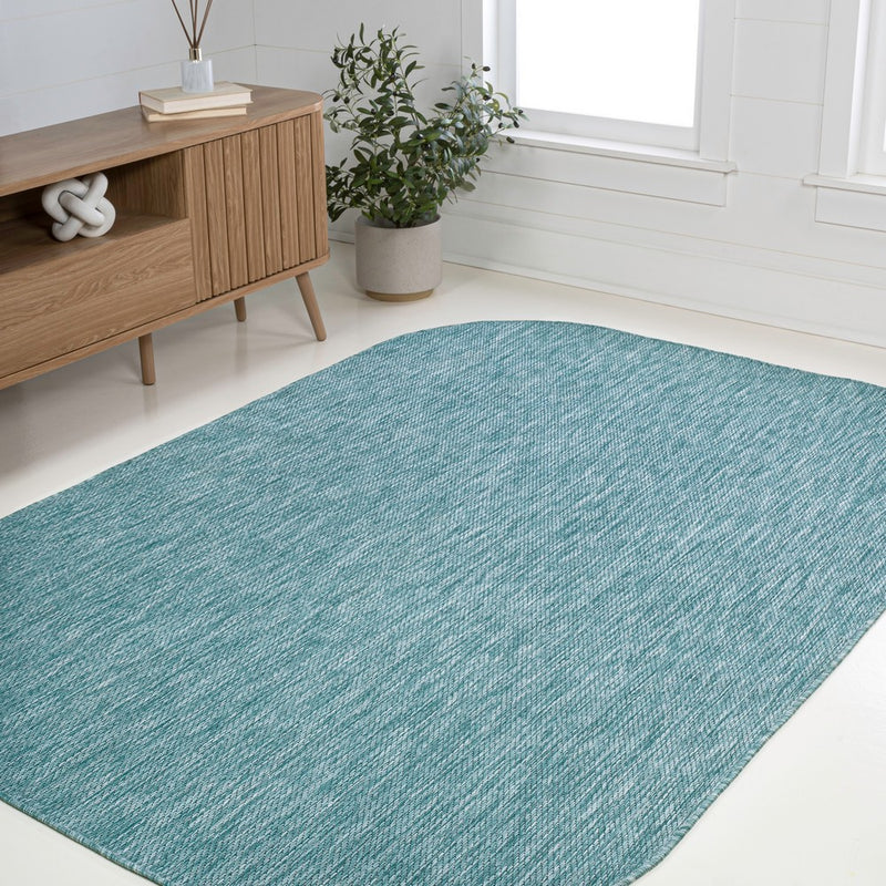 Miles Modern Minimalist Radius Corner Solid Indoor/Outdoor Area Rug