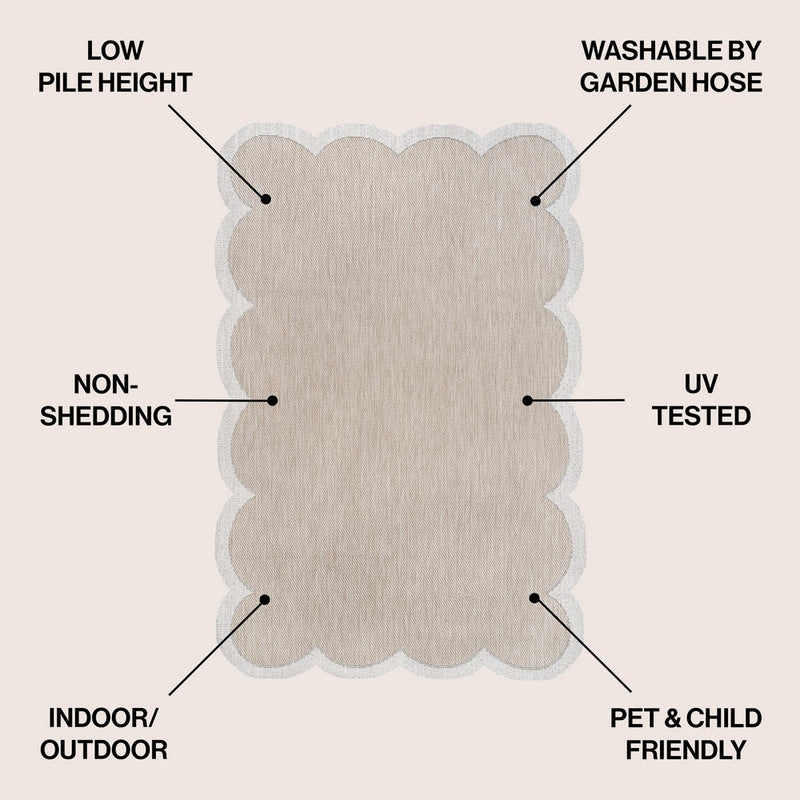 Alice Classic Cottage Two-tone Scalloped Indoor/Outdoor Area Rug