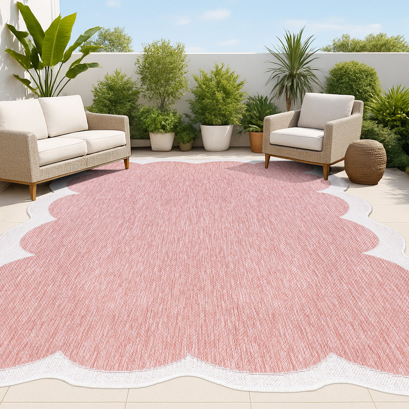 Alice Classic Cottage Two-tone Scalloped Indoor/Outdoor Area Rug