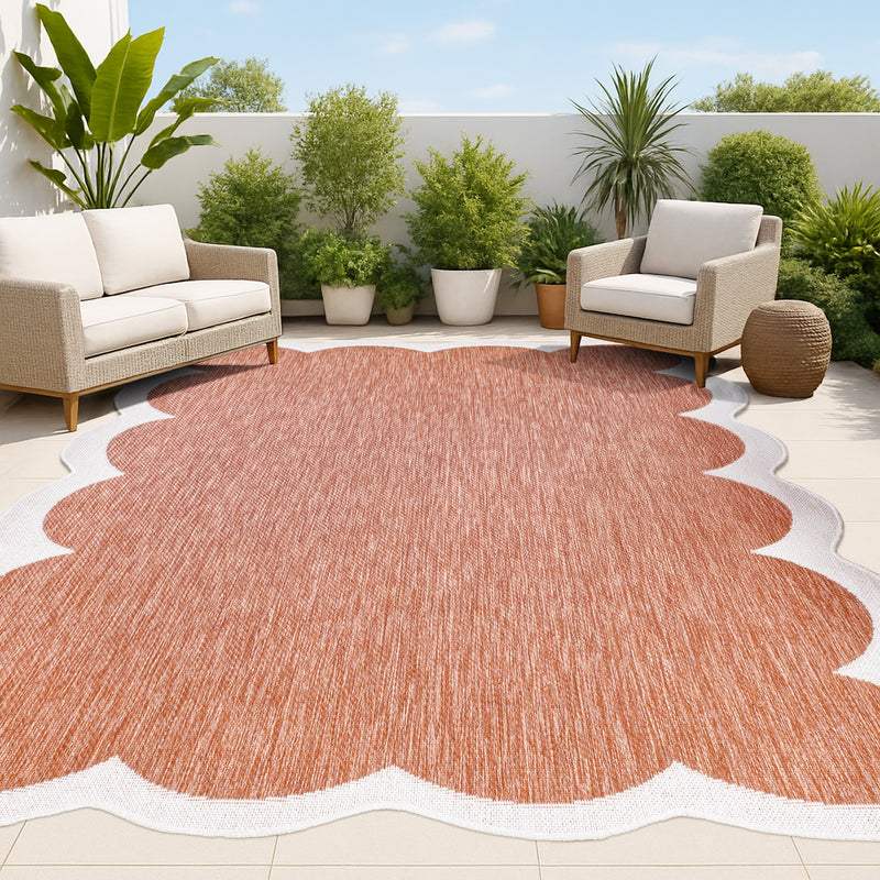 Alice Classic Cottage Two-tone Scalloped Indoor/Outdoor Area Rug