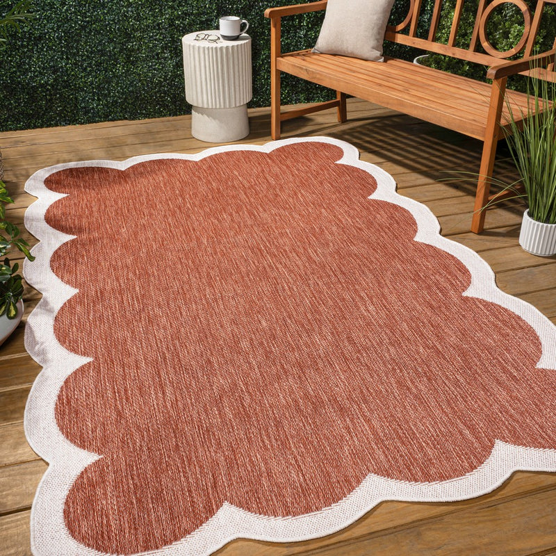 Alice Classic Cottage Two-tone Scalloped Indoor/Outdoor Area Rug