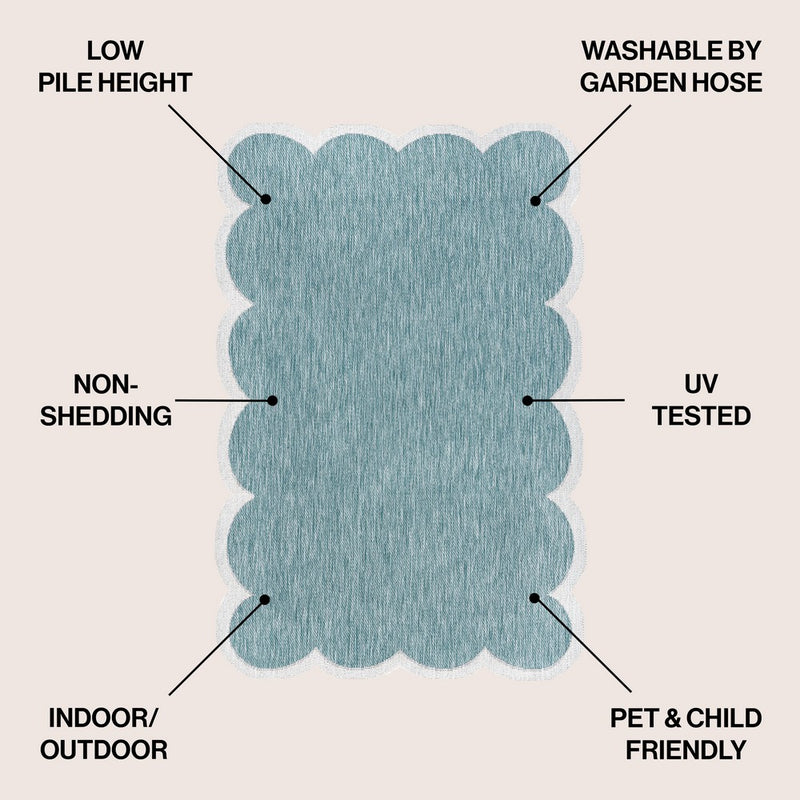 Alice Classic Cottage Two-tone Scalloped Indoor/Outdoor Area Rug