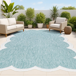 Alice Classic Cottage Two-tone Scalloped Indoor/Outdoor Area Rug