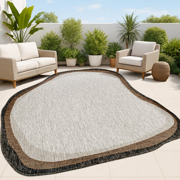 Tappeto JONATHAN Y Aveiro Righe Larghe, 1,5x2,4 M, Interno/esterno, Stile Boho E Costiero, Nero E Crema