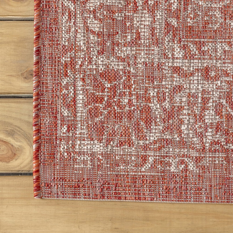 Tela Bohemian Textured Weave Floral Indoor/outdoor Round Rug