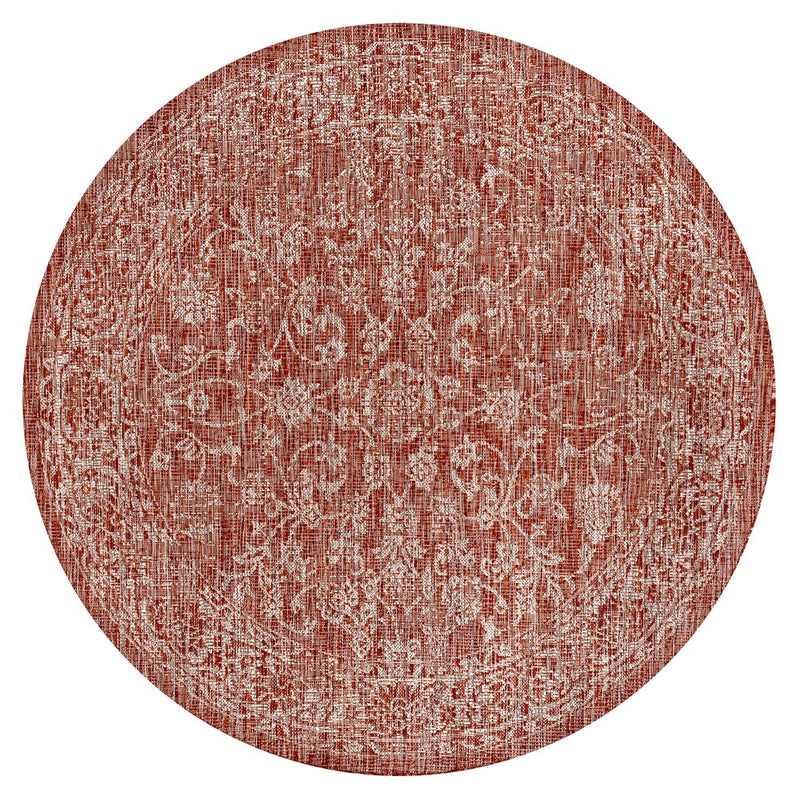 Tela Bohemian Textured Weave Floral Indoor/outdoor Round Rug