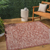 Tela Bohemian Textured Weave Floral Indoor/outdoor Square Rug