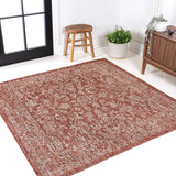 Tela Bohemian Textured Weave Floral Indoor/outdoor Square Rug