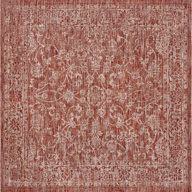 Tela Bohemian Textured Weave Floral Indoor/outdoor Square Rug