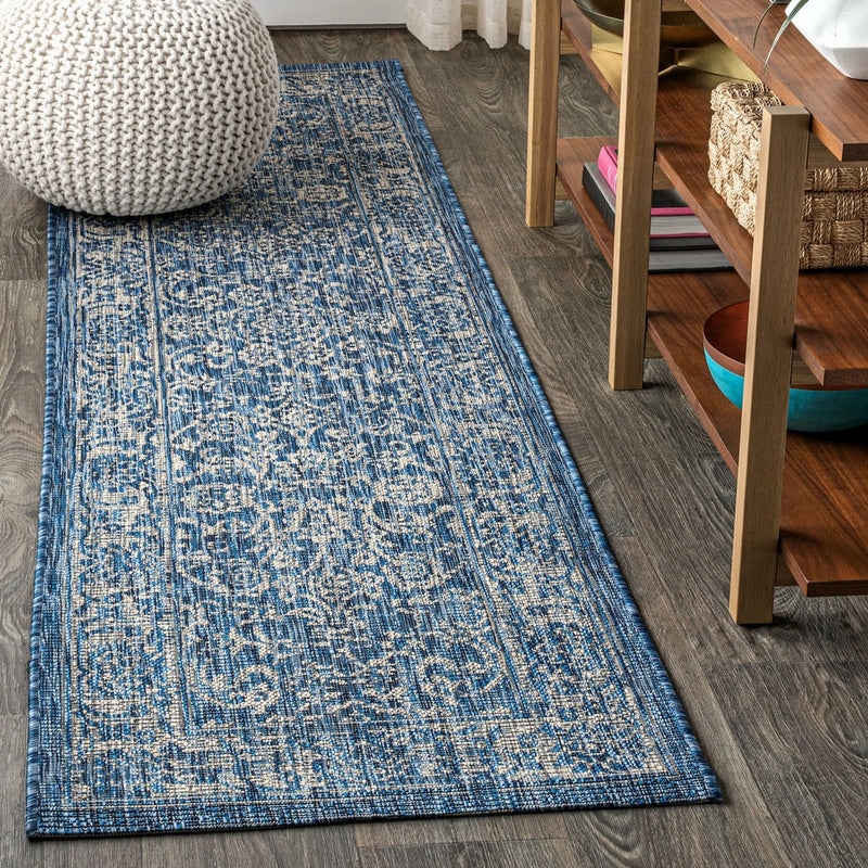 Tela Bohemian Textured Weave Floral Indoor/outdoor Runner Rug