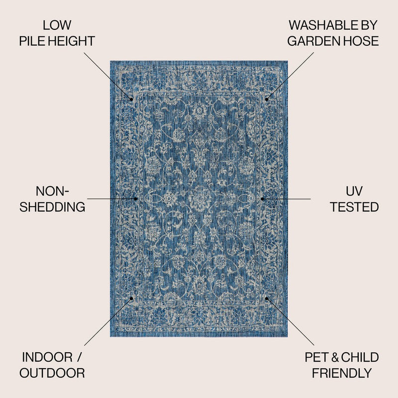 Tela Bohemian Textured Weave Floral Indoor/outdoor Area Rug