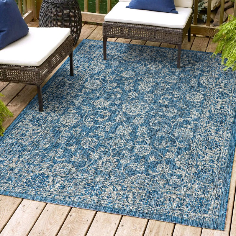 Tela Bohemian Textured Weave Floral Indoor/outdoor Area Rug