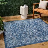 Tela Bohemian Textured Weave Floral Indoor/outdoor Square Rug