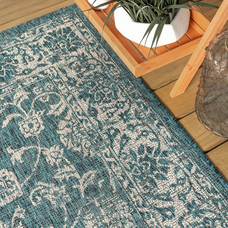 Tela Bohemian Textured Weave Floral Indoor/outdoor Area Rug