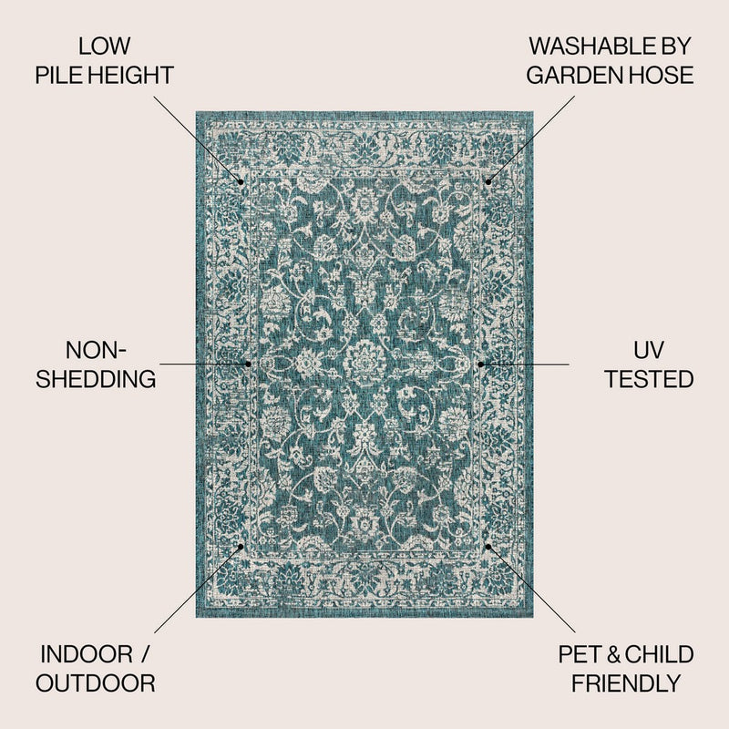 Tela Bohemian Textured Weave Floral Indoor/outdoor Area Rug