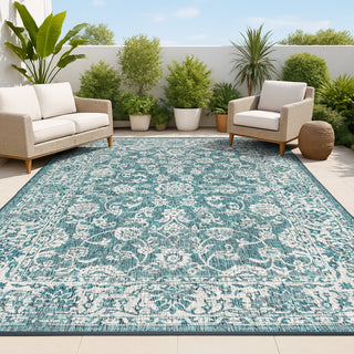 Tela Bohemian Textured Weave Floral Indoor/outdoor Area Rug