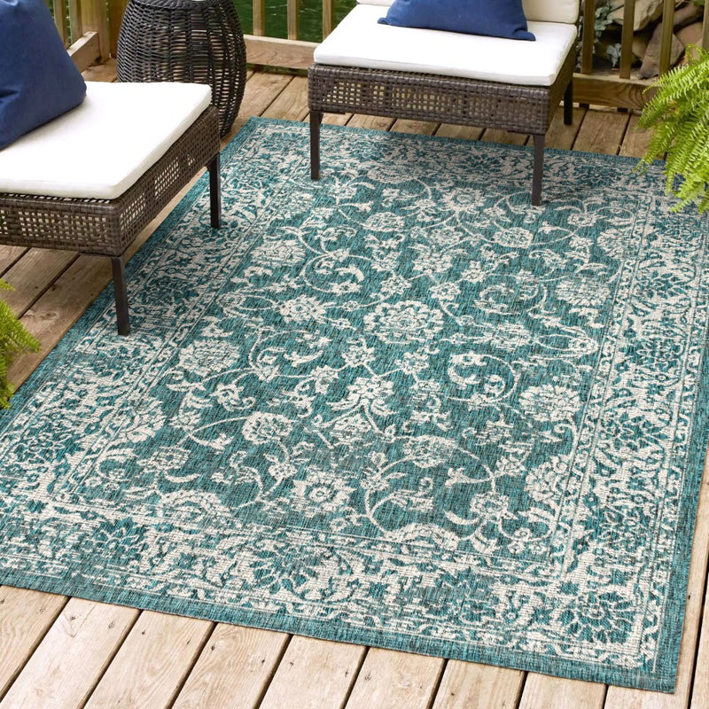 Tela Bohemian Textured Weave Floral Indoor/outdoor Area Rug