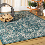Tela Bohemian Textured Weave Floral Indoor/outdoor Area Rug
