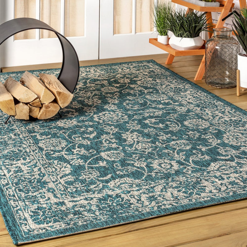 Tela Bohemian Textured Weave Floral Indoor/outdoor Area Rug
