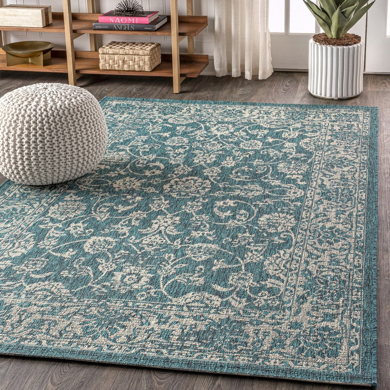 Tela Bohemian Textured Weave Floral Indoor/outdoor Area Rug