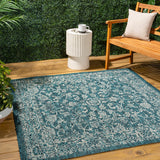 Tela Bohemian Textured Weave Floral Indoor/outdoor Square Rug