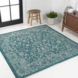 Tela Bohemian Textured Weave Floral Indoor/outdoor Square Rug