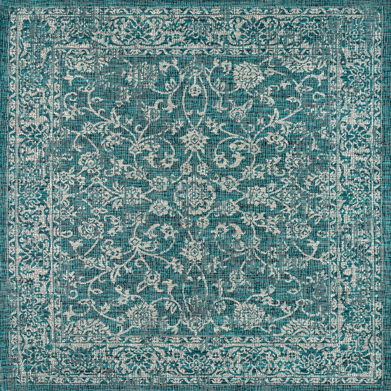 Tela Bohemian Textured Weave Floral Indoor/outdoor Square Rug