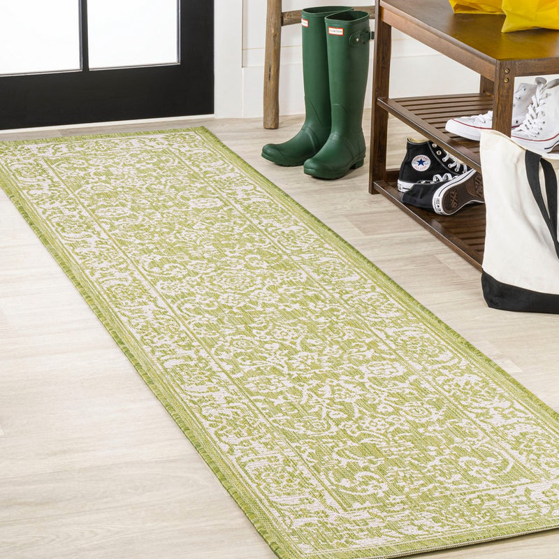 Tela Bohemian Textured Weave Floral Indoor/outdoor Runner Rug