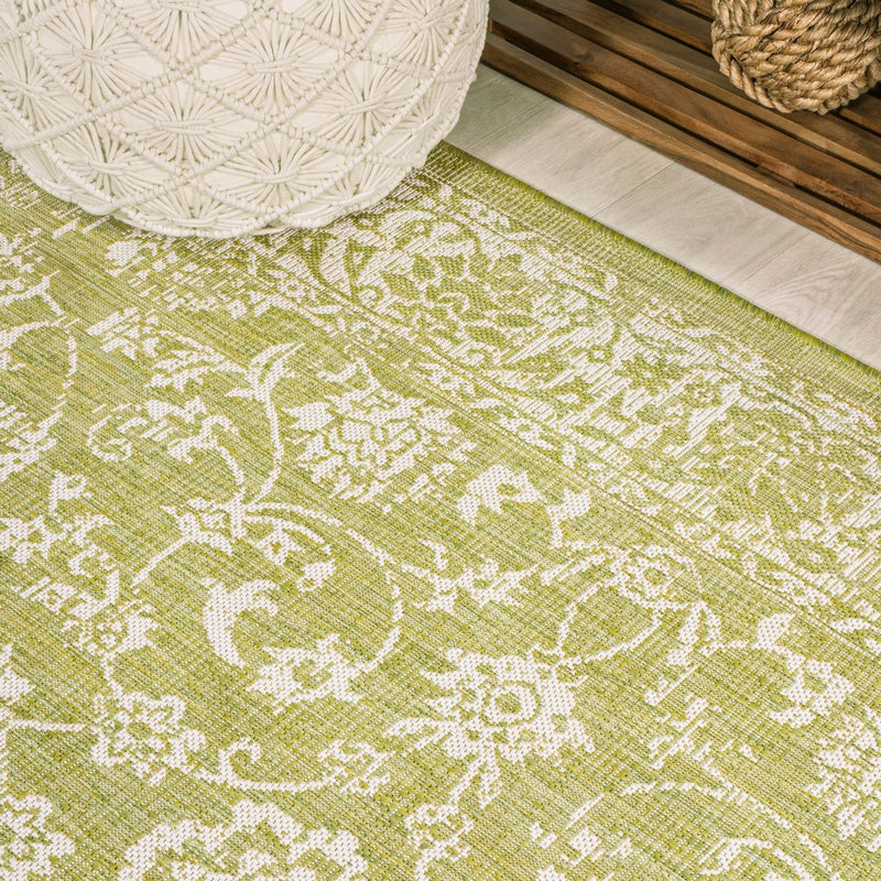 Tela Bohemian Textured Weave Floral Indoor/outdoor Area Rug