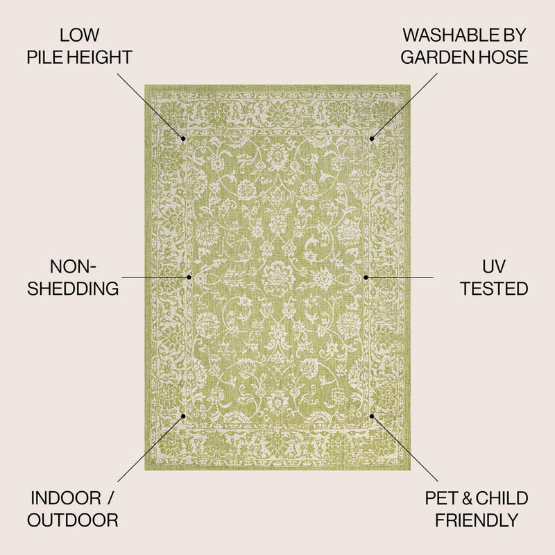 Tela Bohemian Textured Weave Floral Indoor/outdoor Area Rug