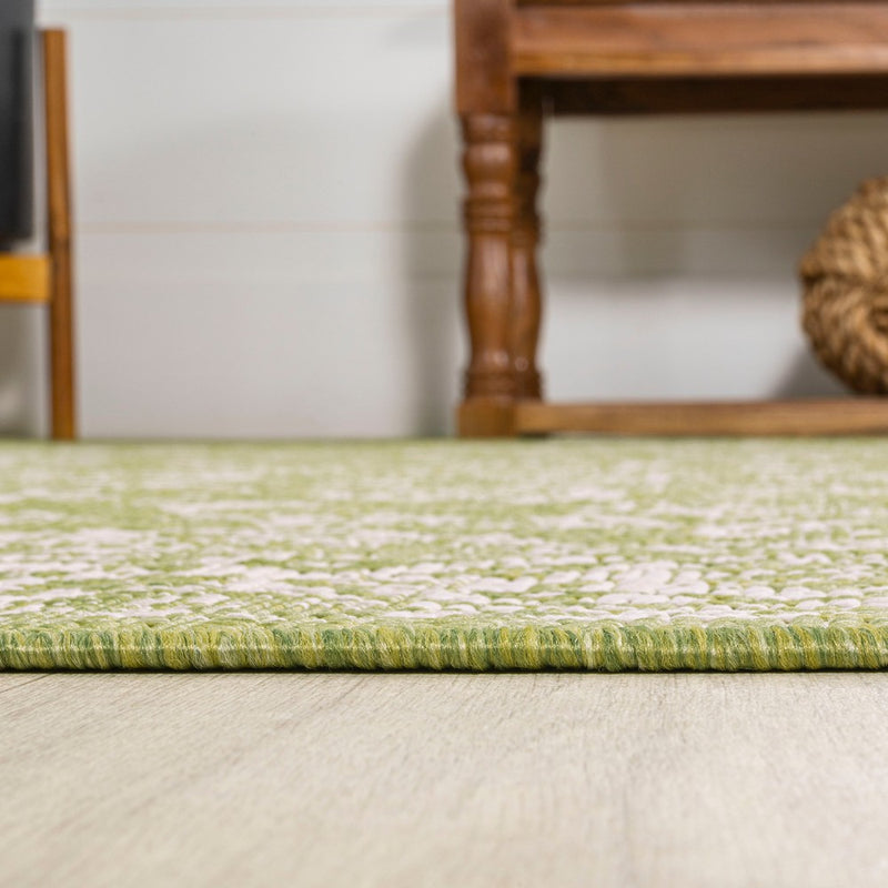 Tela Bohemian Textured Weave Floral Indoor/outdoor Round Rug